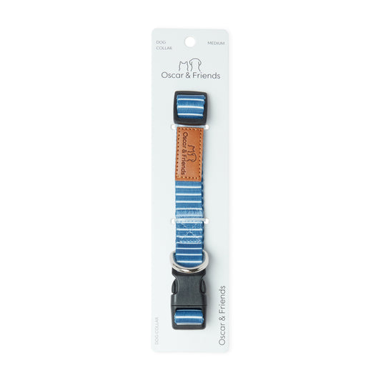 Dog Collar Printed Blue Stripe