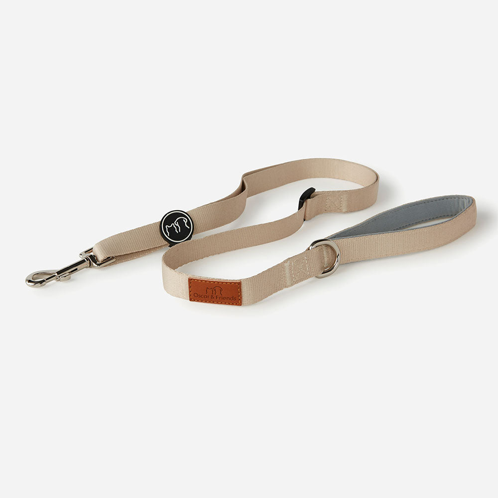 Dog Collar & Lead Set Beige