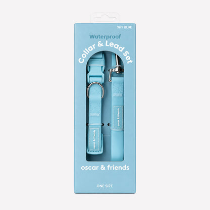 Waterproof Collar & Lead Set - Sky Blue