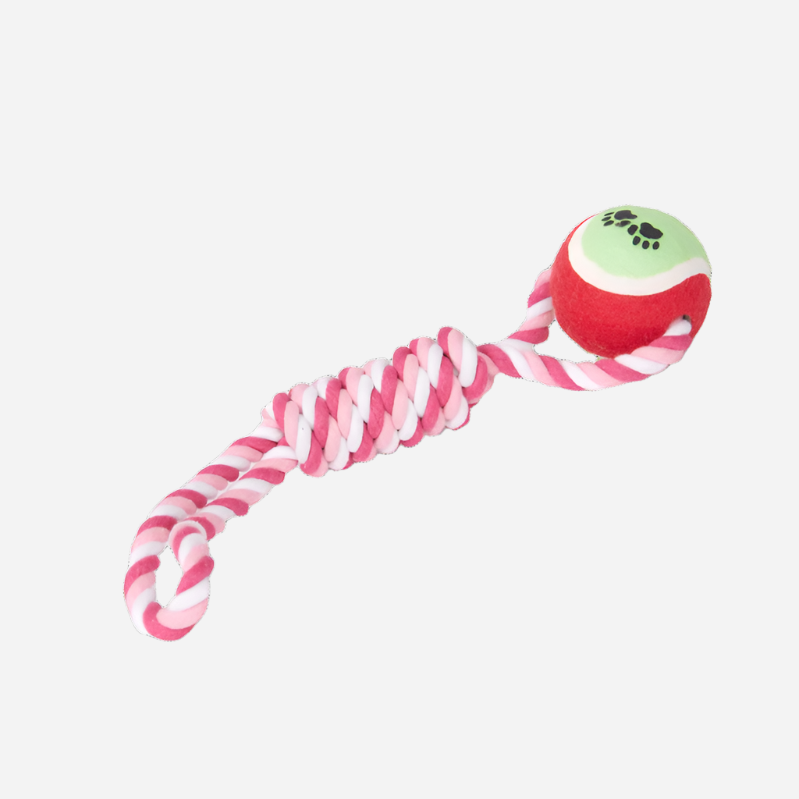 Dog Toy Pink Rope Ball Pull Toy